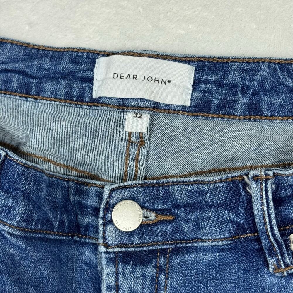 Dear John Denim Women's 32 Blue Wash Straight Leg Raw Hem Stretch - Picture 5 of 10